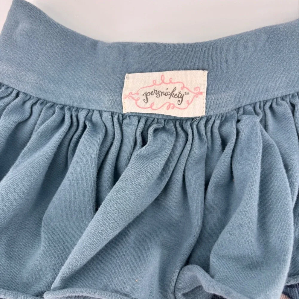 Persnickety‎ Girls Skirt Size 5 Blue Tiered Ruffle Jeweled Forest Audrey